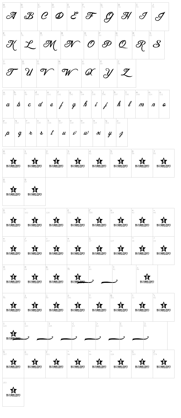 Blessed Day font map